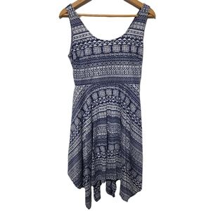 Tulle Geometric Asymmetrical Sleeveless Midi Dress